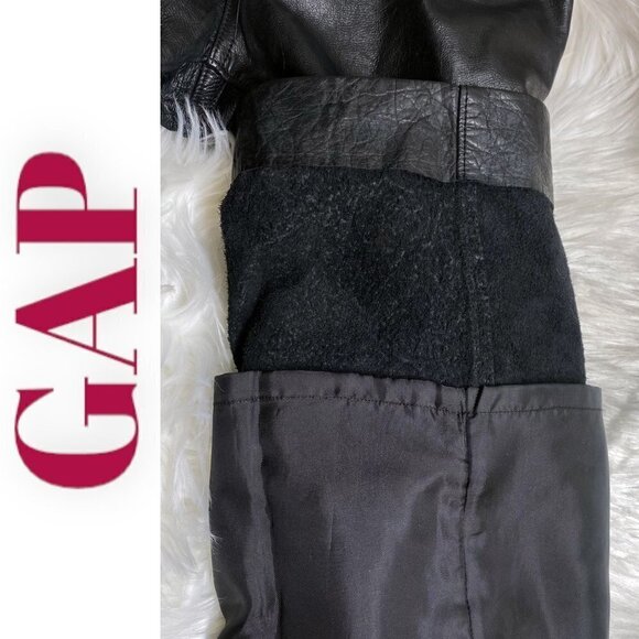 GAP 100% Genuine Leather Vintage Y2K Bootcut Moto Pants In Black, Size 8 - Picture 10 of 13